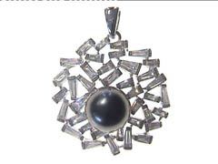 212518-2R00-157 | Anhänger Ennigerloh 212518 925 Silber rhodiniert Perle-Imitation schwarz / s.Zirkonia 